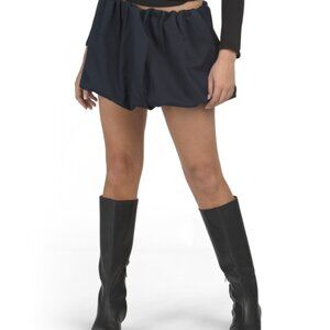 ENGLISH FACTORY Womens Medium Balloon Mini Skirt Navy Stretch Waist 2 Pockets